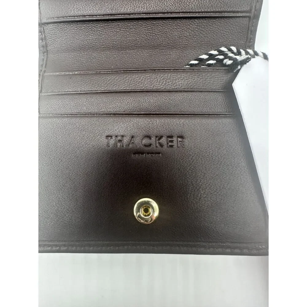 Thacker Cassie Leather Card Case Foldable and Snap Espresso One Size NWT
